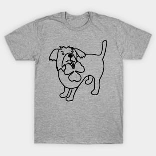 Dog Holding Shamrock Outline for St Patricks Day T-Shirt